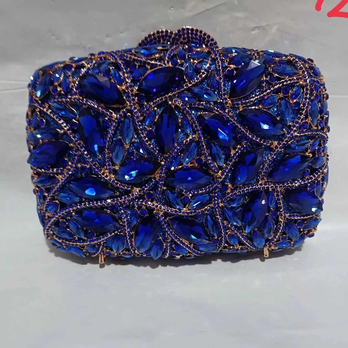 Evening Bags Female Saphire Blue Big Stones Evening Bags for Women Wedding Party Royal Blue Rhinestones Clutches Handbags Bridal Clutch Bag 230727