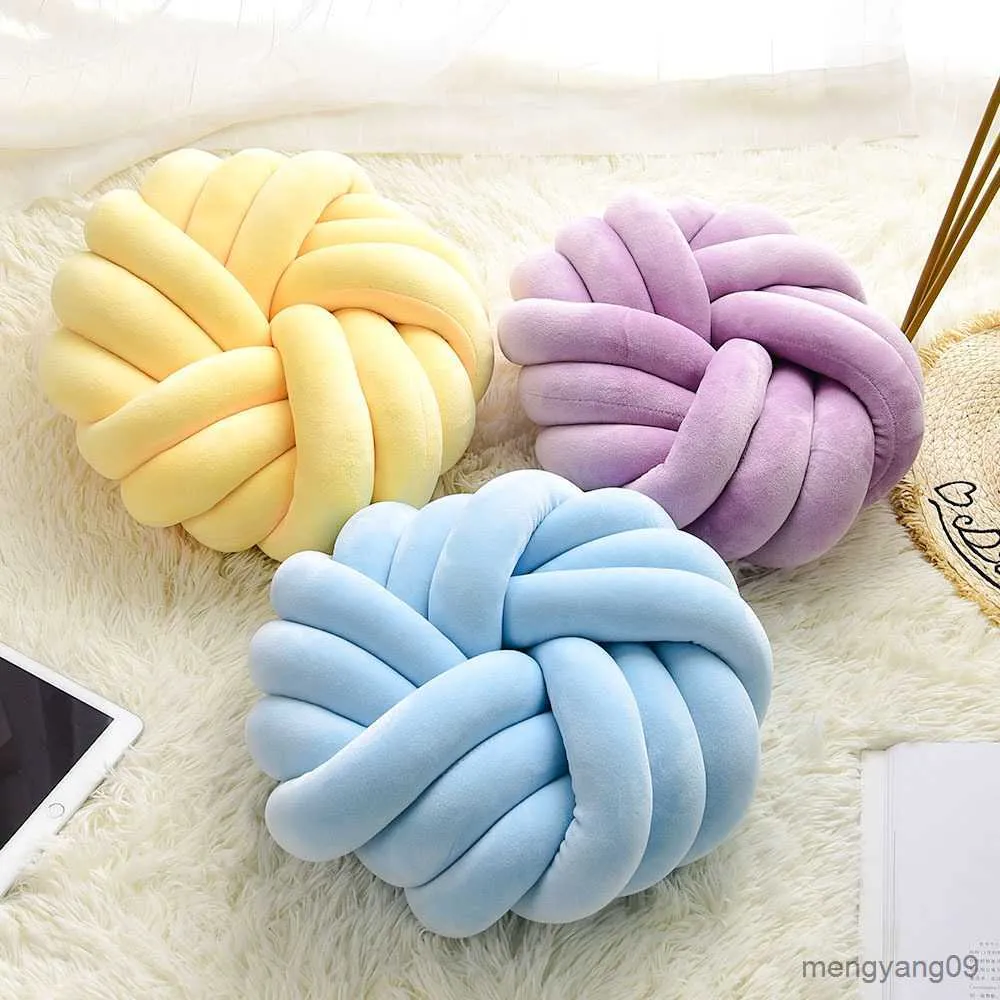 Cushion/Decorative Regina Cotton DIY Hand Knot Back Cushions Cozy Car Lumbar Home Decorative Sofa Seat Cushion Soft Office Hand Rest s R230727