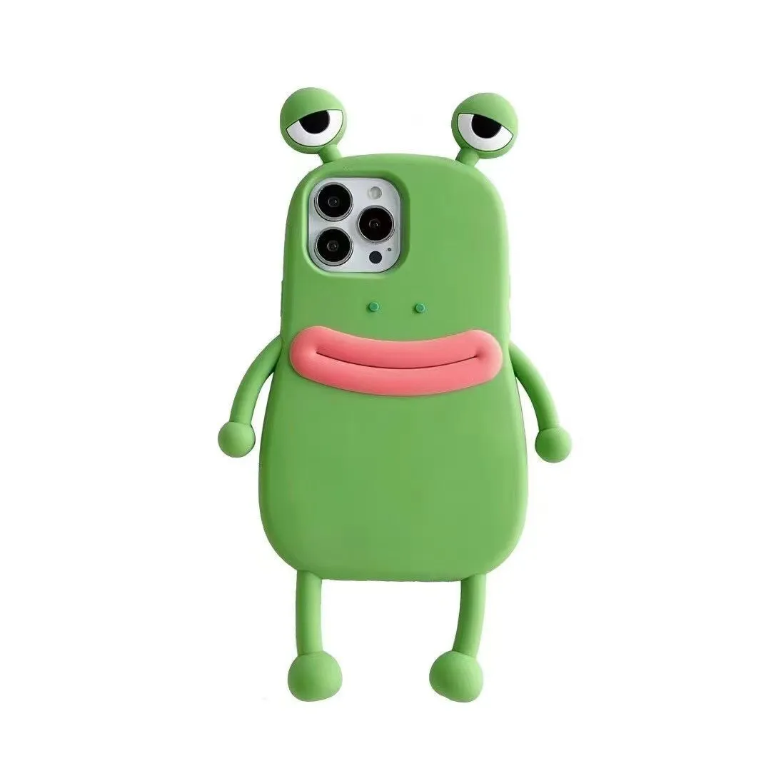 Lustige weiche Silikon 3D Frosch Handyhülle für iPhone 14 13 11 12 Pro Max XS XR X 7 8 Plus SE Cartoon Niedliche stoßfeste Stoßstangenabdeckung 1 Stk