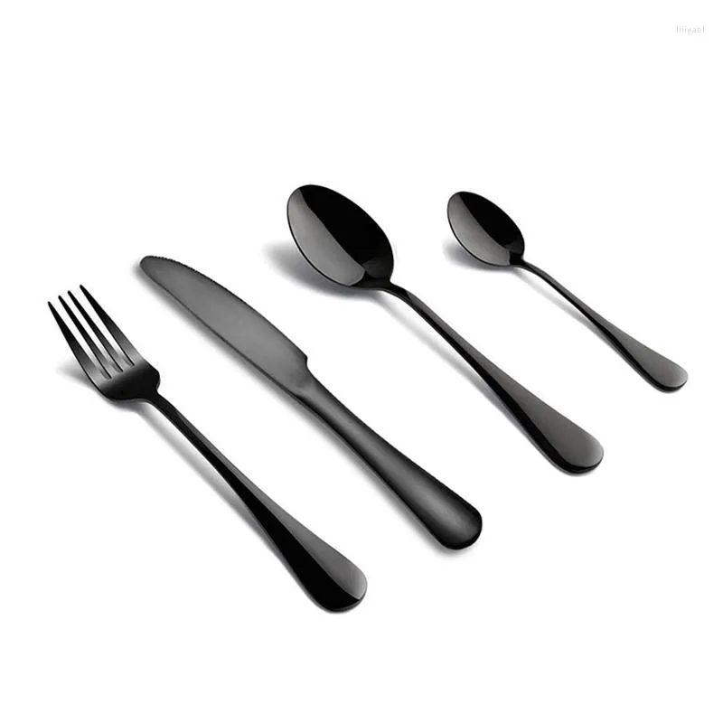 Ensembles de vaisselle ensemble d'argenterie noir mat couverts en acier inoxydable couteau fourchette cuillère couverts pour la maison et le Restaurant