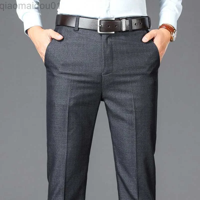 Men's Pants New Business Casual Suit Pants Men Solid High Waist Straight Office Formal Trousers Mens Classic Style Suit Long Pants Plus Size L230727