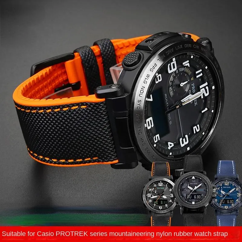 Protrek Dağcılık İzleme Bandı PRG600/ PRG650 PRW6600/ PRW6800 Naylon Yumuşak Kauçuk Spor Bilezik Erkekleri 24mm