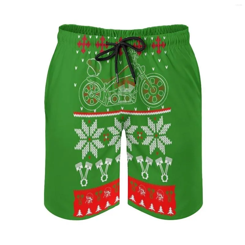 Herrshorts Santa Motorcykel-f "jultröjor T Shirts Beach Swim Trunks med fickor Mesh Foder Surfing Anta