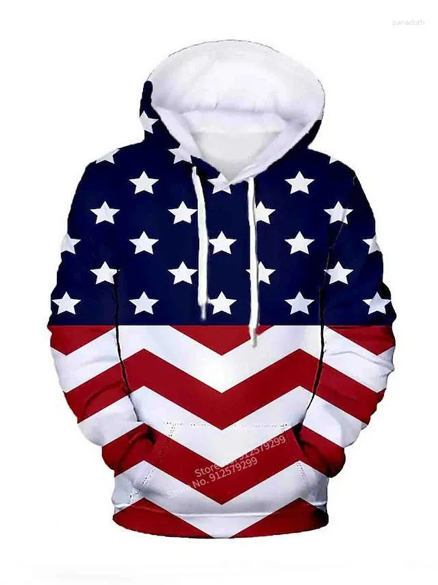 Herrtröjor mode amerikansk flagga 3d tryck hoodie män casual tröja harajuku streetwear långärmad pullover