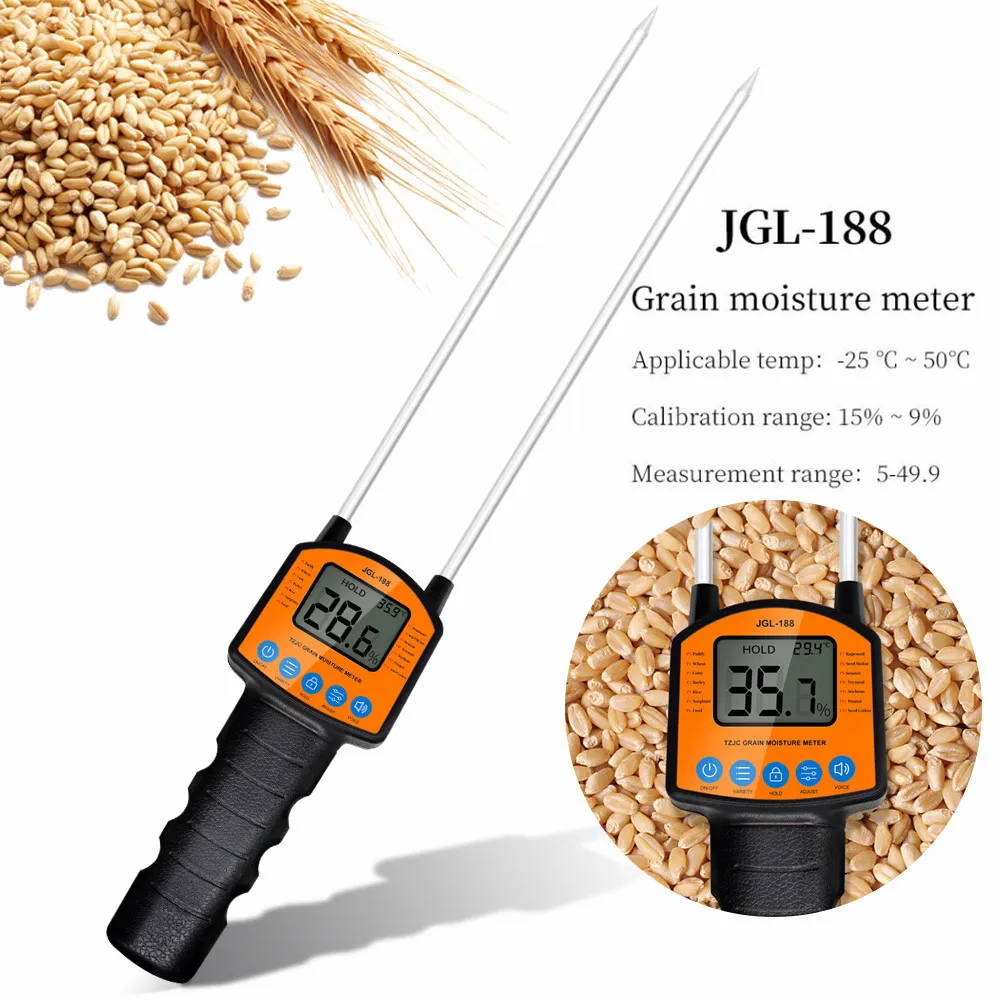 JGL-188 Hygromètre avec sonde de mesure pour maïs, blé, riz, haricot, cacahuète, sorgho, testeur d'humidité 230727