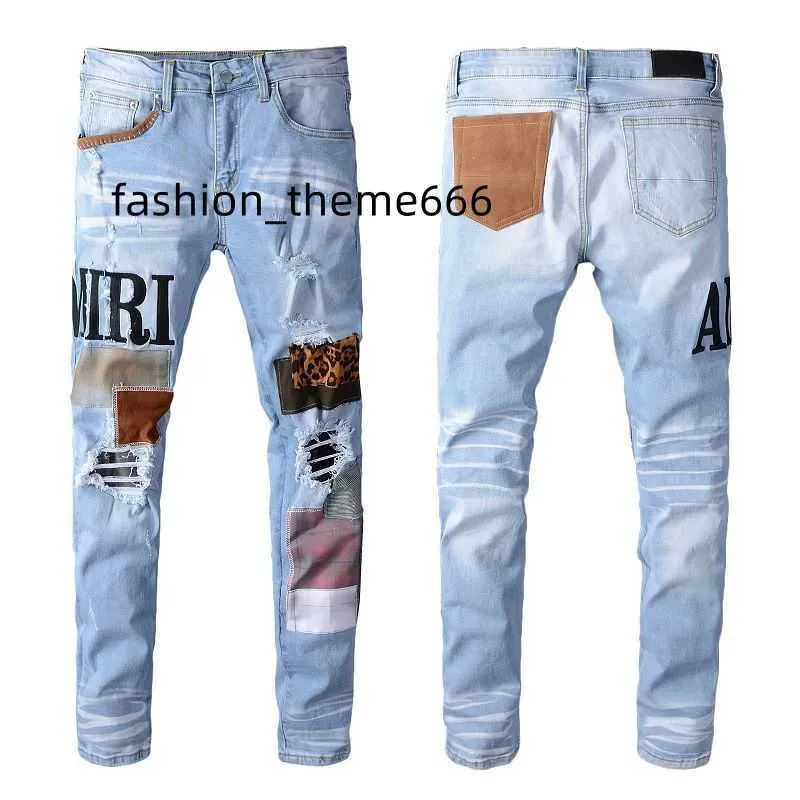 Men's Jeans 23ss designer mens jeans mens retro patchwork flared pants wild stacked ripped Long Trousers Straight Y2k Baggy Washed Faded For Men##