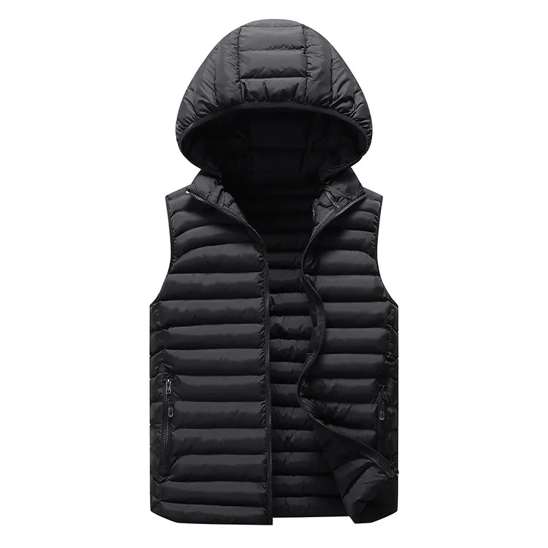 mens winter sleeveless jacket men down vest mens warm thick hooded coats male cottonpadded work waistcoat gilet homme vest 6xl