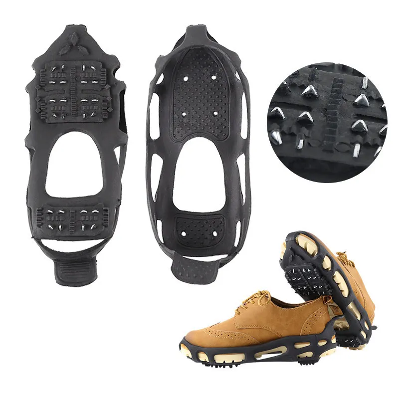 Climbing Ropes 1 Pair 24 Tooth Ice Gripper Spike for Shoes Outdoor Anti Slip Snow Spikes Crampons Cleats Chain Claws Grips Boots Cover 230726