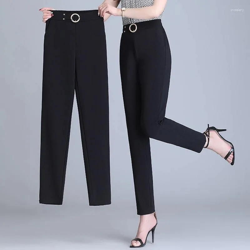 Women's Pants Office Lady Straight Harem 2023 Spring Autumn Women Pockets High Waist Korean Female Fashion Pencil Trousers White Khaki