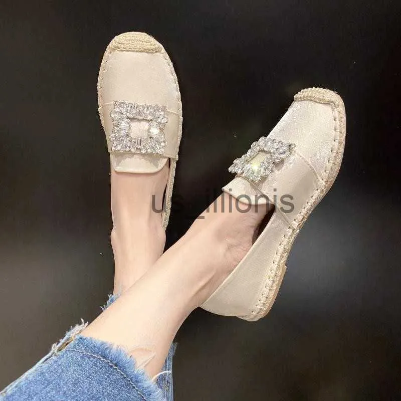 Elbise ayakkabıları kadın somunları kristal Mary Jane Rome Flats Platform Ayakkabı Yaz 2023 Yeni Sığ Lolita Elbise Sandalet Tasarımcısı Chaussure Femme J230727