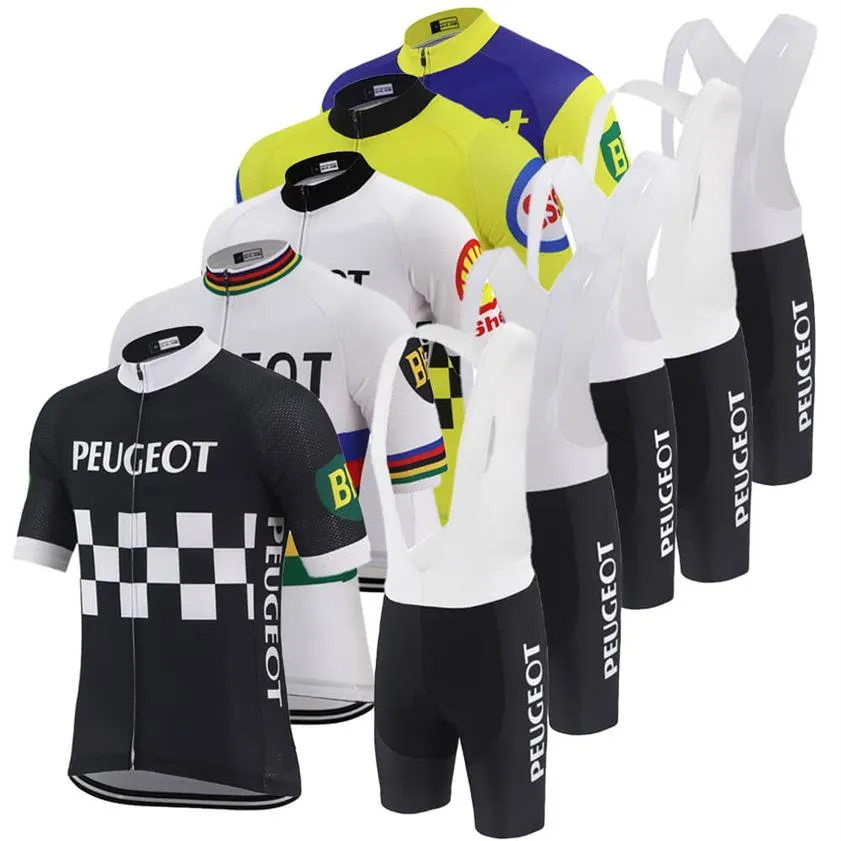 Klasik Pro Team Bisiklet Jersey Set Erkekler Yaz Kısa Kollu Yol Yarışı Bisiklet Jersey Black Retro Bib Şort Bisiklet Jersey Bik2201
