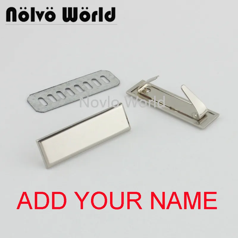 バッグパーツアクセサリー5-20-100PCS engrave Your Name 45*13mm Metal Label Long Rectangle Purcesラベルタグ金属金属メタルラベル230726