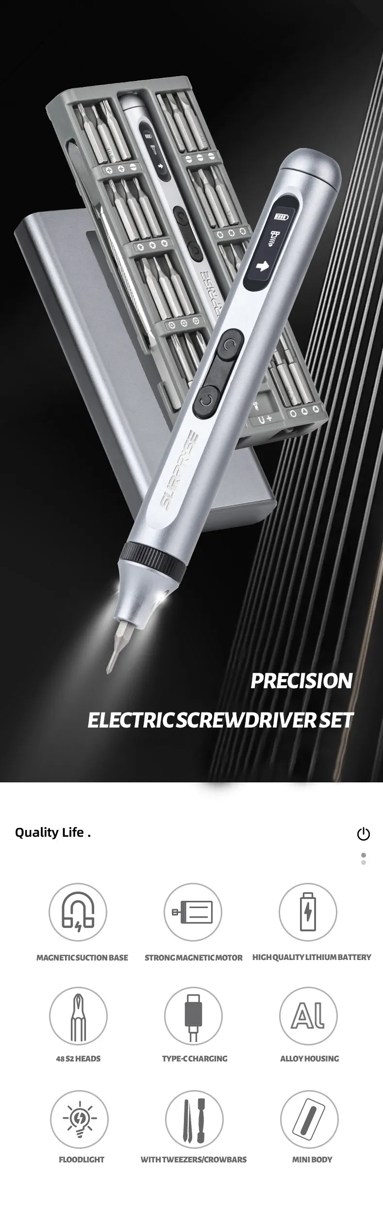 Screwdrivers Precision Electric Screwdriver Set Silent And Durable Type