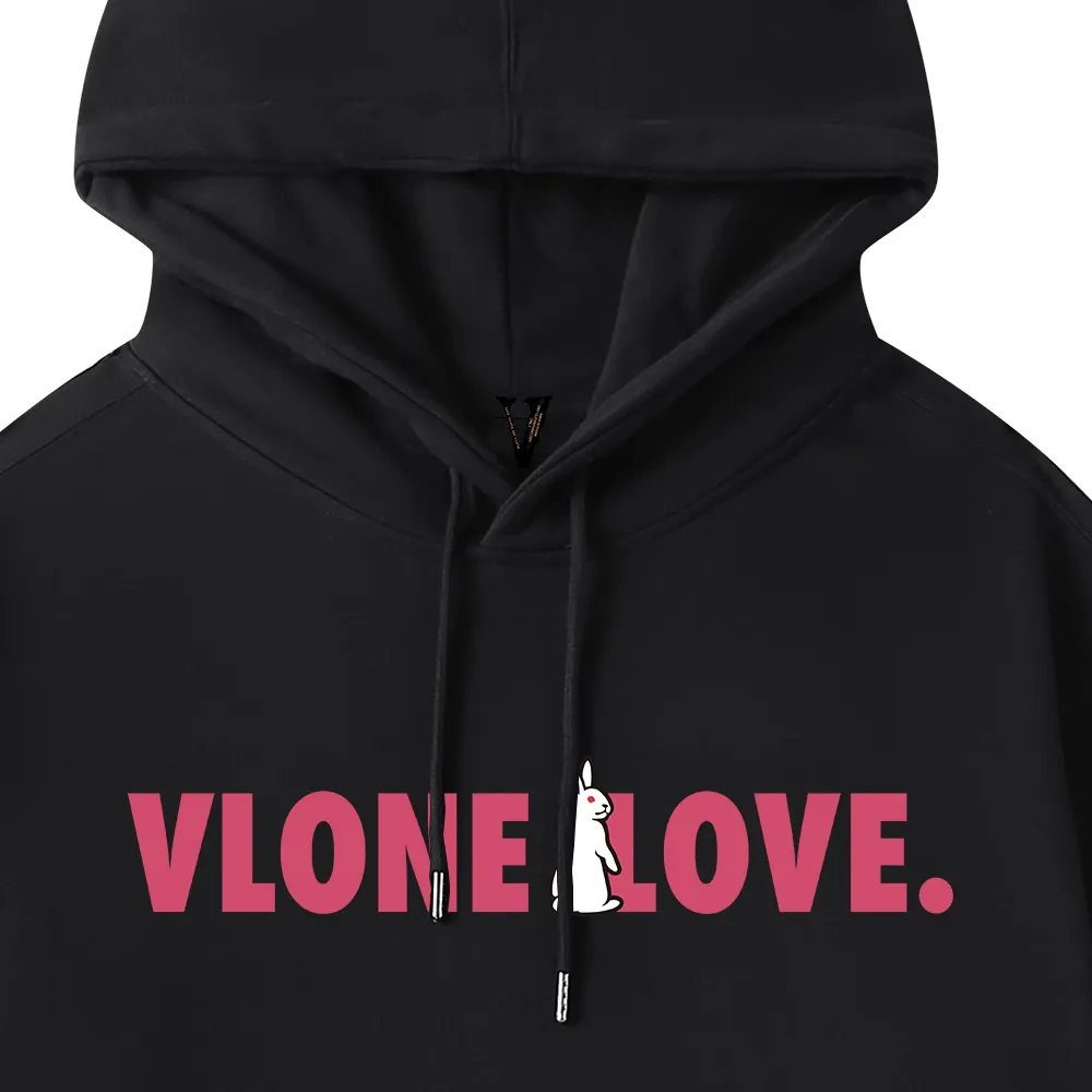 VLONE Mens Classic Casual Bunny Hoodie O Neck Long Sleeved Cotton