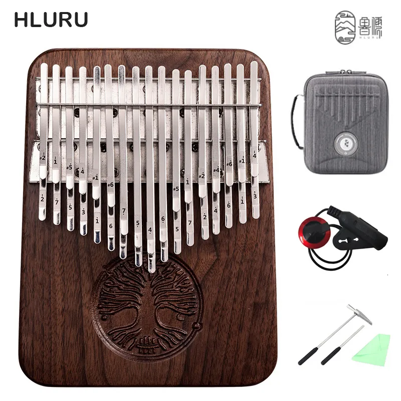 ノベルティアイテムHluru Professional Kalimba 34キーサムピアノオールソリッドウッドブラックワルナットカリンバb/cトーンフィンガーピアノ初心者楽器230727