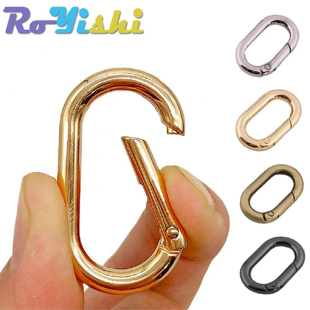 5 pçs Oval Spring O Ring Openable Leather Bag Handbag Strap Buckle Connect Keyring Pingente Chave Dog Chain Snap Fecho Clip Mosquetão