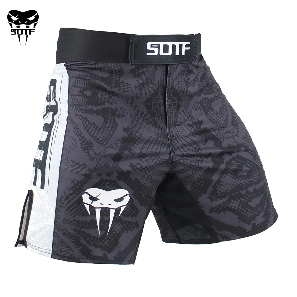 Pantaloncini da uomo SOTF Snake Scale Fitness Sport traspiranti Pantaloncini da boxe MMA feroci Tiger Muay Thai pantaloncini da mma pantaloncini da combattimento kickboxing boxe 230726