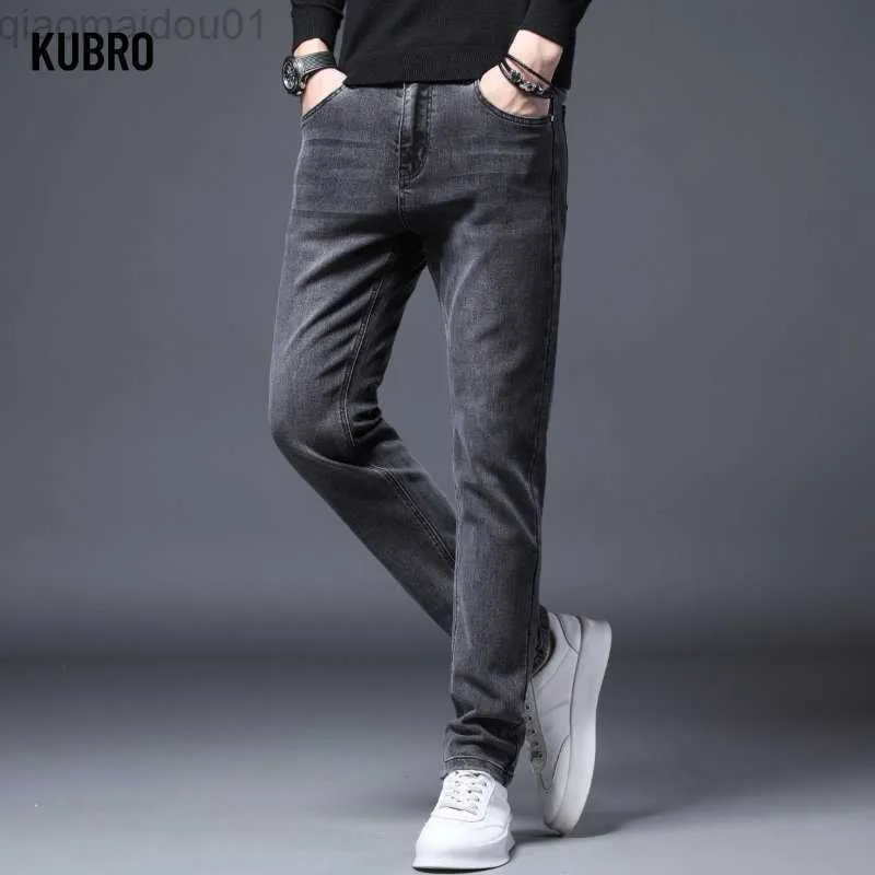 Herrenhosen KUBRO Klassische High-End-Stretch-Jeans 2023 Frühjahr Neue Business-Mode Casual Denim Slim Fit Hosen Männer Marke Männer Luxus Jeans L230727