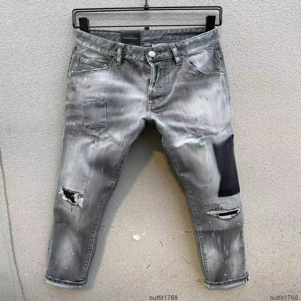 Men's Fashion High Street Hole Spray Painted Jeans Trendy Moto&Biker Casual  Denim Fabric Pants C010 - AliExpress