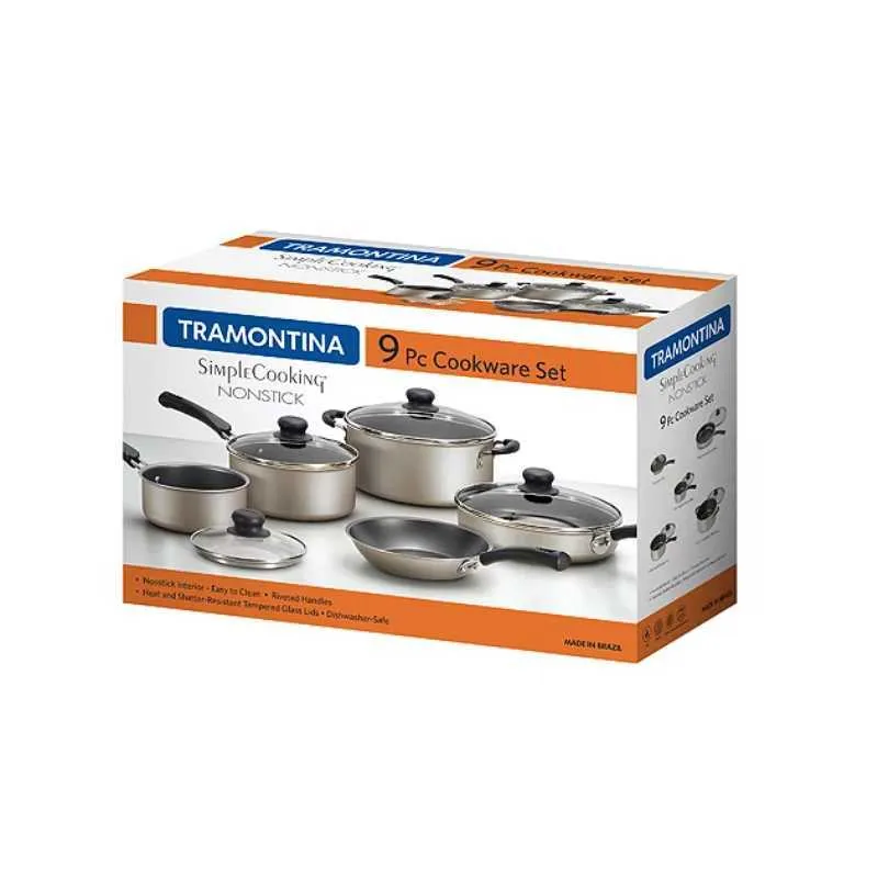 Tramontina 9-Piece Non-Stick Cookware Set Champagne cooking pots set cookware casserole L230621