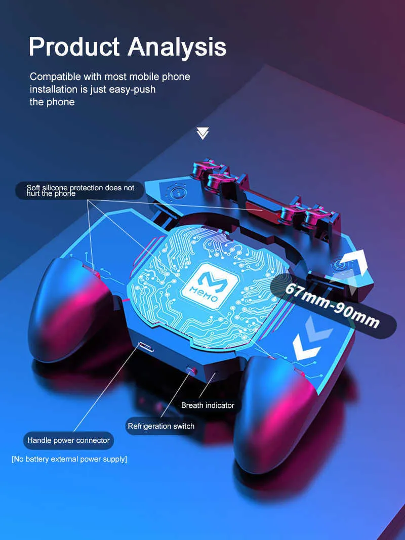 Game Controller Grip with Mobile Phone Cooler Fan and Metal 6 Finger ...
