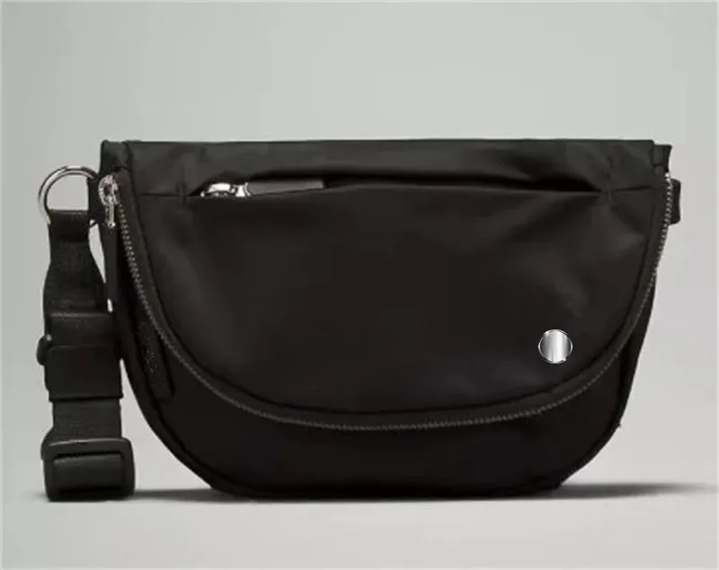 Ll unisex xoutdoor çantalar çapraz çanta spor salonu elastik ayarlanabilir kayış omuz göğüs torba kemerler fany paketi siyah