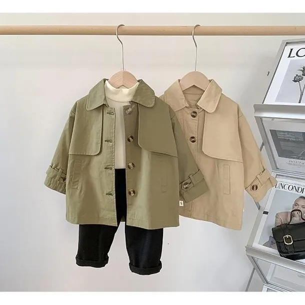 Elegant Cotton Shirt Piece Overcoats For Baby Boys Fashionable Long Trench Coats And Casual Childrens Clothes 230726 From Heng07 14.48 DHgate.Com