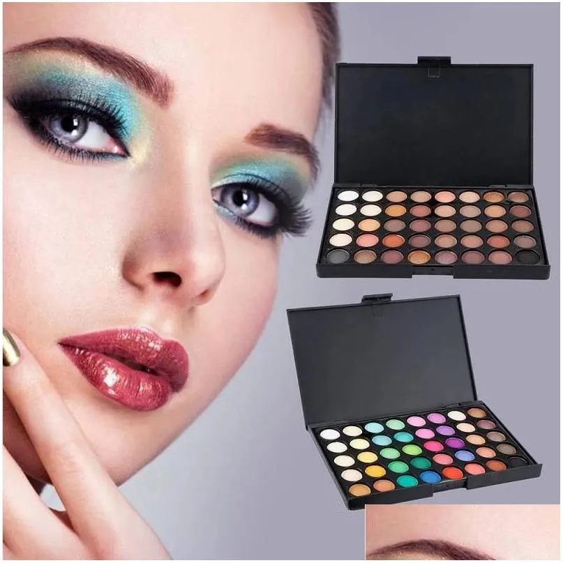 Autres articles de beauté de santé Popfeel 40 couleurs Palette de fard à paupières mat Étanche Shimmer Pro Eyes Face Party Maquillage Femmes Cadeau Maquill Dhf81