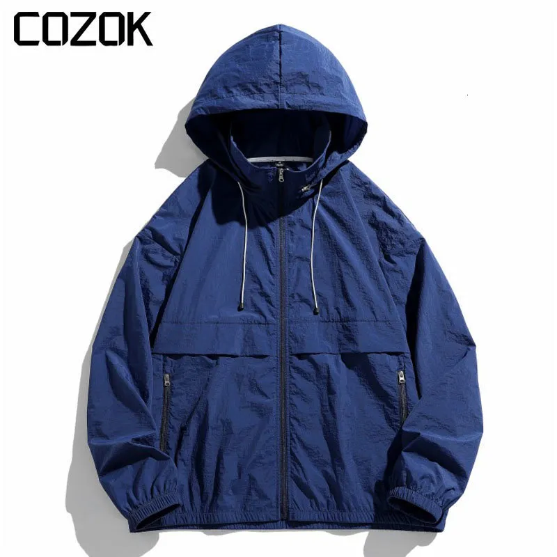 Męskie kurtki Summer Casual Suncreen Men Men Solid Colour Hooded Sport Lose Lode Shreds Outdoor Płaszcz cienki wiatr unisex 230726