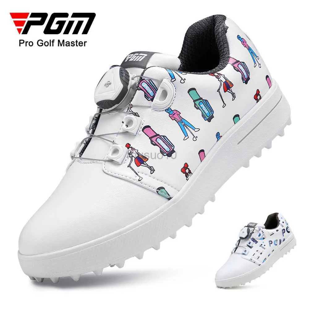 Andere golfproducten PGM Golfschoenen voor kinderen Veters met knopen Anti-zijslip Waterdicht Afdrukken Sportschoenen voor kinderen Jongens Meisjes Sneakers XZ241 HKD230727