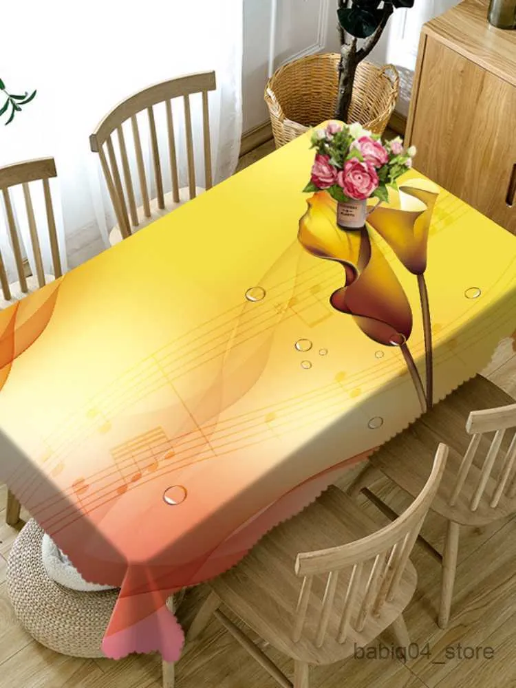 Table Cloth Rectangular 3D Tablecloth Yellow Tropical Rainforest Singular Flowers Pattern Dustproof Table Cloth Christmas Gift R230727
