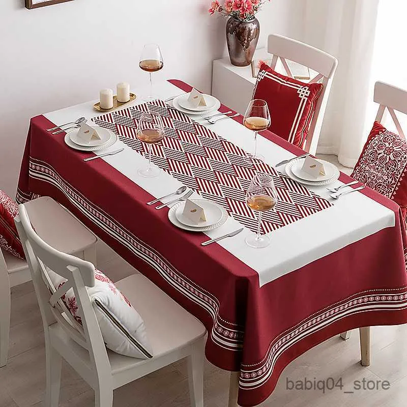 Table Cloth Wedding Decoration Tablecloth Waterproof New Year Christmas Table Mat Waterproof Dustproof Rectangular Coffee Table R230727