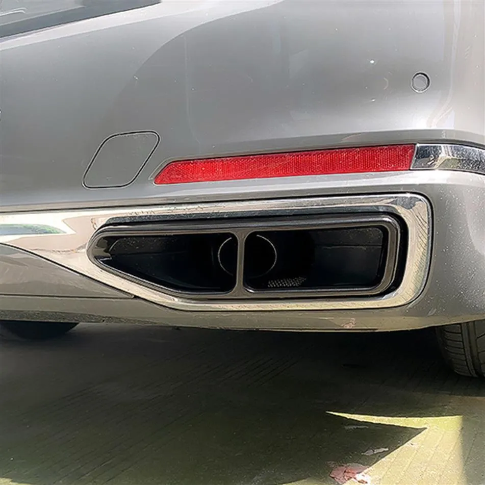 Stainless Steel Automobiles Tail Throat Frame Decoration Stickers Trim For BMW 7 Series G11 G12 2020 Exhaust Pipe Accessories263l