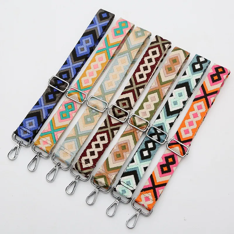 Bag Parts Accessories Handles Accessories Women's Belt Adjustable Bag Belt 140cm Ethnic Style Woven Jacquard Bag Strap 230727