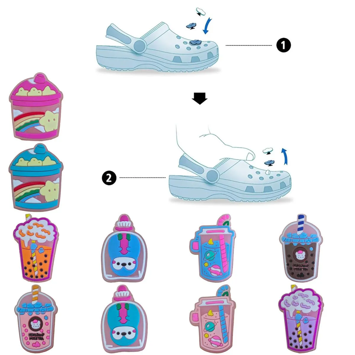 Schuhteile Zubehör Muster Charms Schuhe Hausschuhe Dekoration für Cross Milk Cups Charm Clog Drop Lieferung Otts8