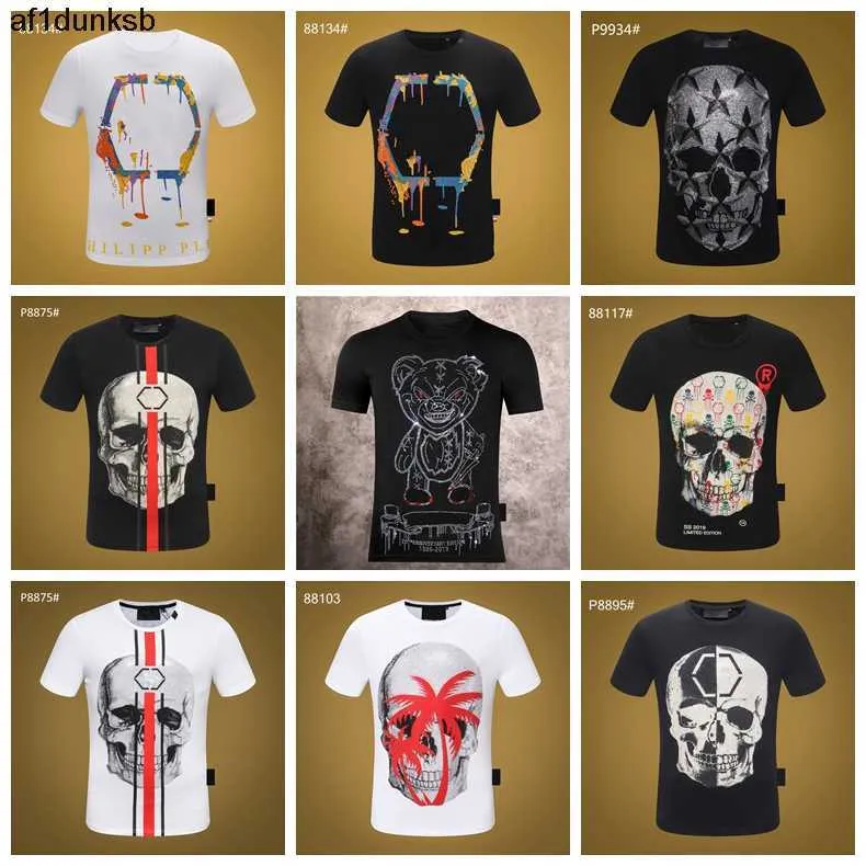 camisetas masculinas designer PLEIN BEAR caveira diamante camiseta manga curta dólar urso marrom marca Philipps tee oneck caveiras de alta qualidade camiseta tops pb 124 1YA