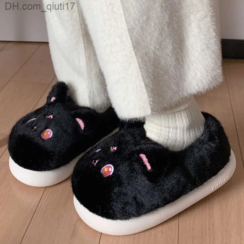 Slippers yvvcvv милый кошачий ползунок женский пушистый меховой ползунок 2023 Зимний плюшевый слайдер.