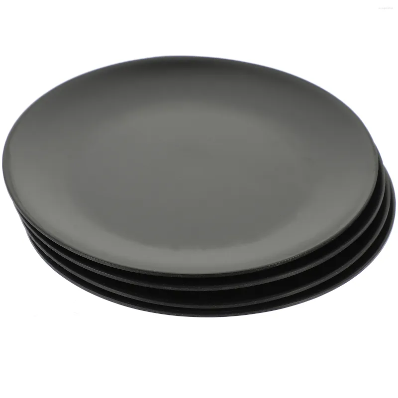 Ensembles de vaisselle 4 pièces assiette en mélamine noire ensemble gothique plateau de service rond assiettes de cuisine Fondue commerciale