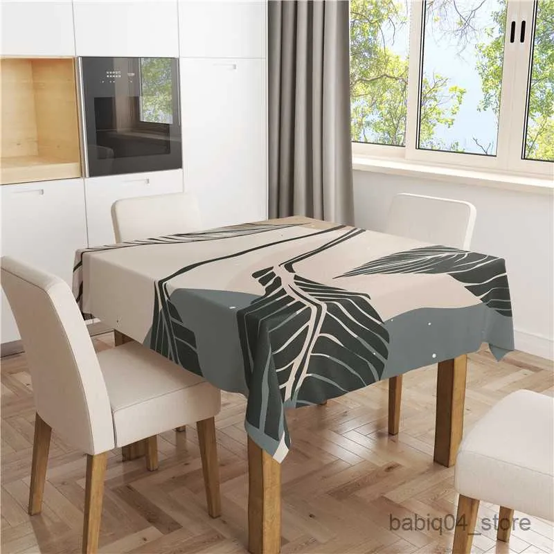 Table Cloth Brown Leaf Abstract Design Tablecloth Dining Table Dust Cover Heat Resistant Kitchen Dining Room Multiple Sizes R230727