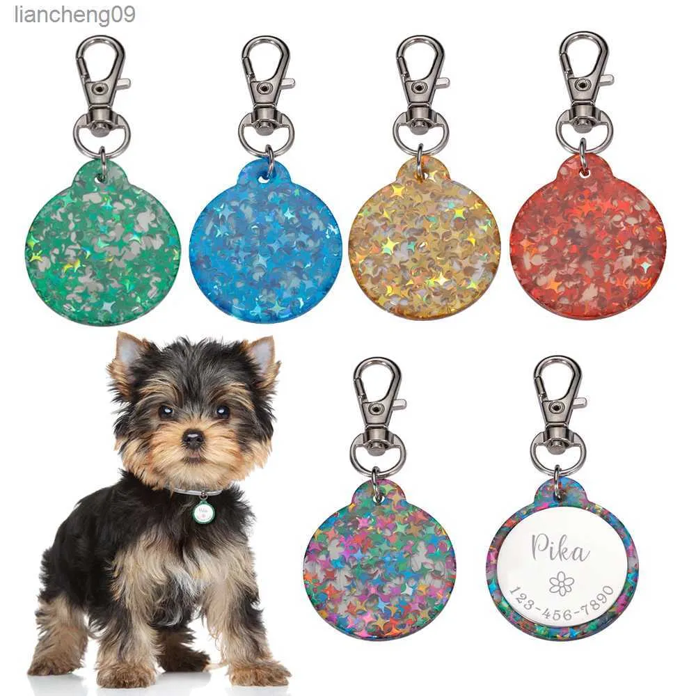 Etichette identificative per collare per cani da compagnia personalizzabili per cani Medaglia con nome inciso Kitten Puppy Accessori Catena per collana personalizzata per gatti L230620