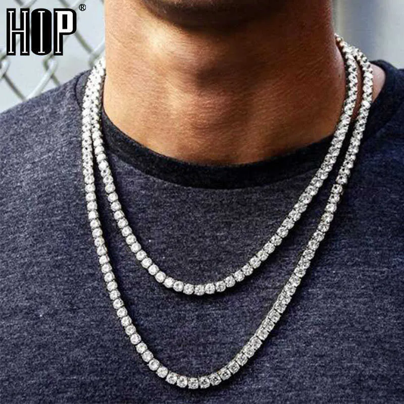 Hip Hop 5 mm męskie naszyjniki Męce 1 rzędu dhinestone Choker Bling Crystal Tennis Chain Naszyjnik dla mężczyzn biżuteria