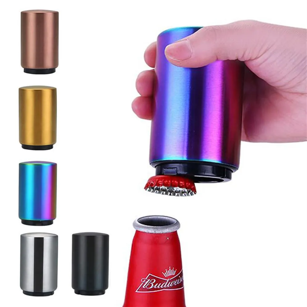 Ouvreur Magnétique Automatique Bouteille En Acier Inoxydable Pousser Vin Bière Ouvreurs Pratique Bar Outil Cuisine Accessoires Portable284J