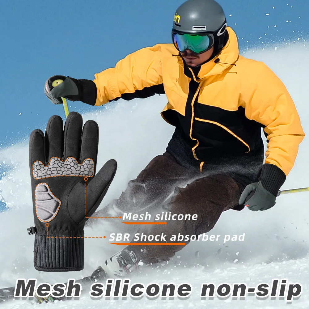 Antivento Ciclismo Uomo FCHITOP Guanti Invernali Caldi Donne, Touchscreen Pelle PU Guanto Da Guanti Invernali Touchscreen
