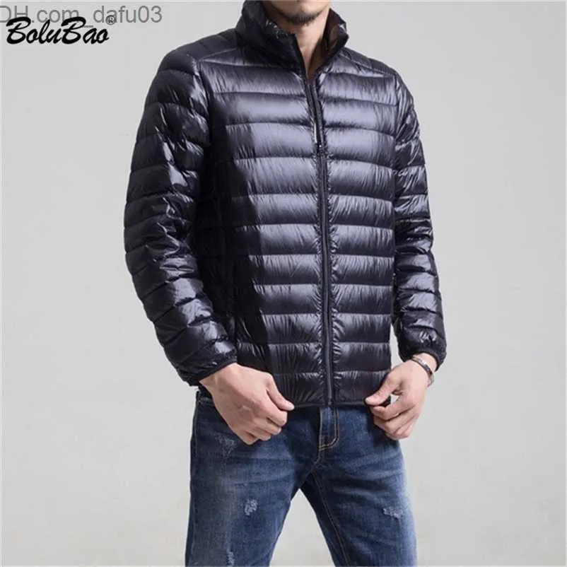 Parkas masculinos de marca de moda inverno masculino casacos de penas masculinos casuais grossos quentes cor sólida jaquetas masculinos finos ajuste casacos 201218 Z230727