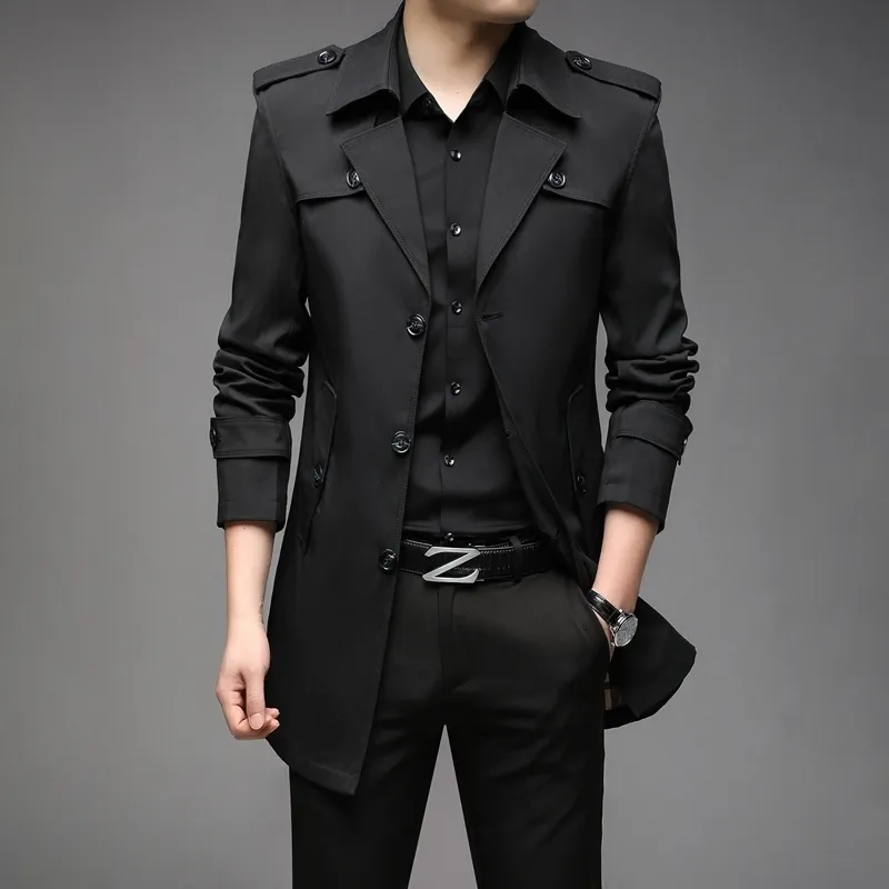 Мужские траншеи Coats Spring Men Fashion England Style Long Mens Casual Overwear Jackets Brand Brand Clothing 230726