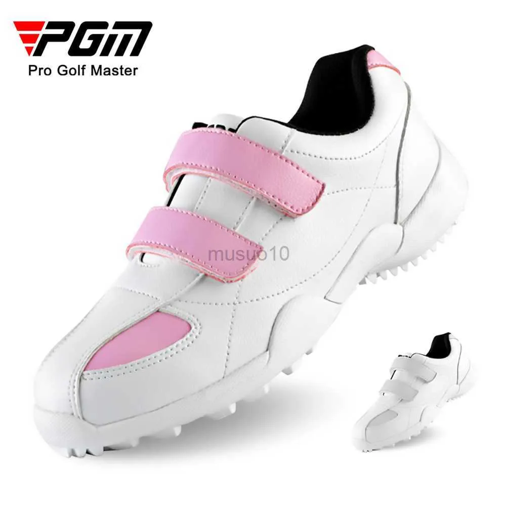 Altri prodotti da golf PGM Bambini Ragazze Scarpe da golf Antiscivolo in pelle Mesh Outdoor Bambini Sneakers Ragazzi Hook Loop Atletica Scarpe sportive XZ007 HKD230727