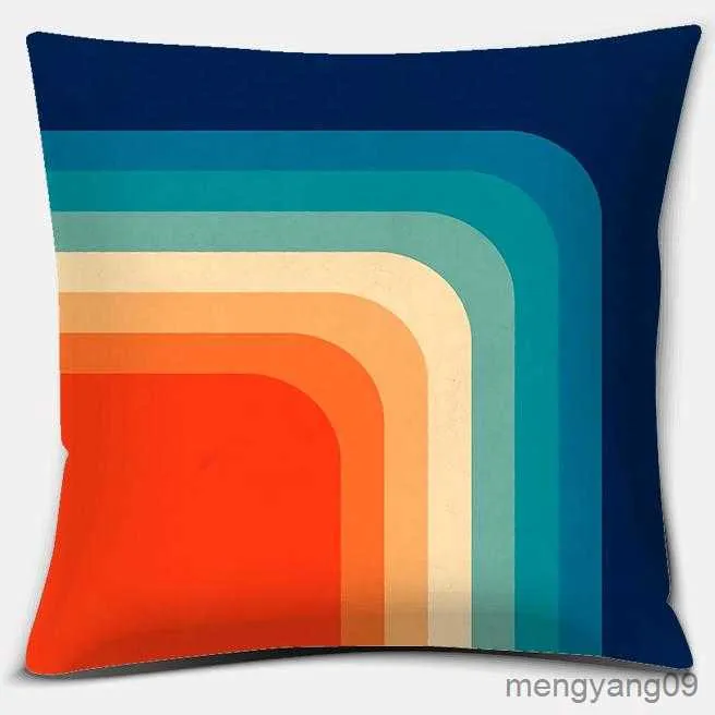 Kissen/Dekorativer Retro-Regenbogen-geometrischer Farbserienbezug, Geschenk, Heimbüro-Dekoration, Schlafzimmer, Sofa, Auto, Kissenbezug R230727