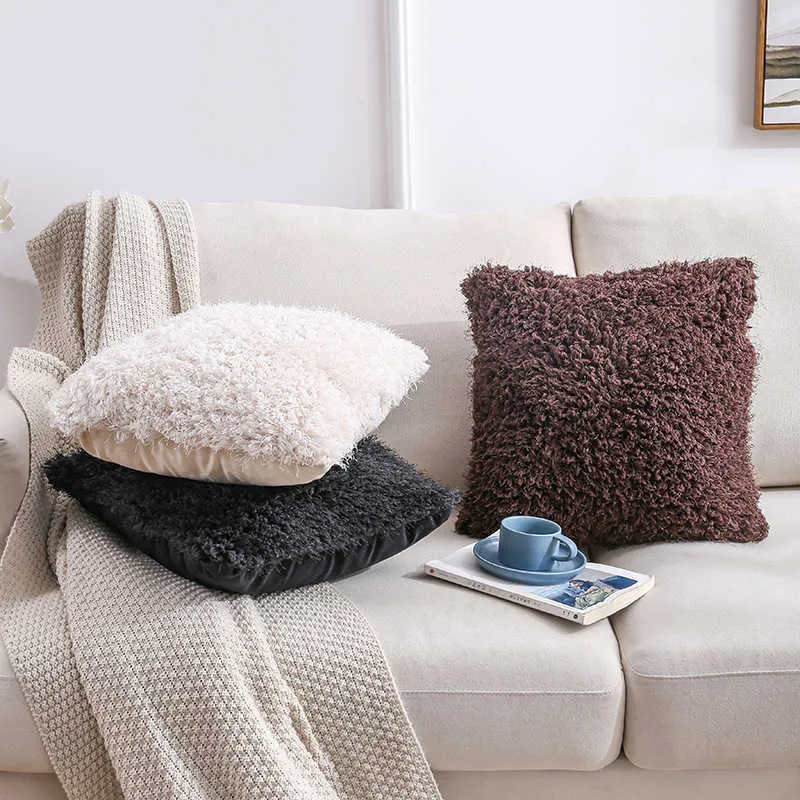 Cushion/Decorative Plush Throw case Ins Nordic Simple Solid Color Sofa Cushion Cover Car Case for Livingroom Decor Sofa Home 45x45cm