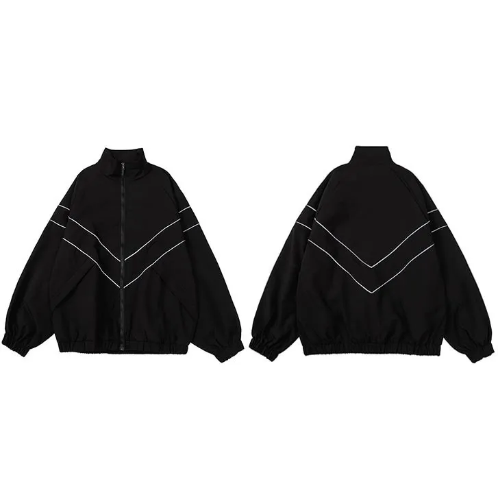 DHgate.com:Mens Reflective Striped Windbreaker Jacket, Hip Hop Streetwear Coat, Zipper Up, Harajuku Thin Sports Jacket, Black and Blue:Apparel DHgate.com:Mens Reflective Striped Windbreaker Jacket, Hip Hop Streetwear Coat, Zipper Up, Harajuku Thin Sports Jacket, Black and Blue:Apparel