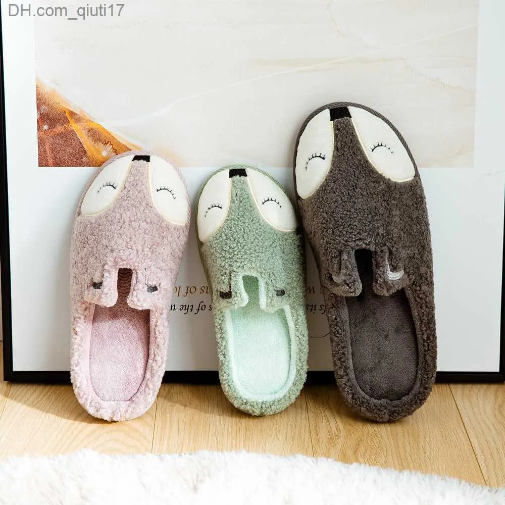 Slippers Winter Home Flipers de peles femininas Solas de espuma macia soltas de cartoon raposa urso Bedro Women Women Fluffy Slippers Lovers Sapatos de pelúcia Z230727